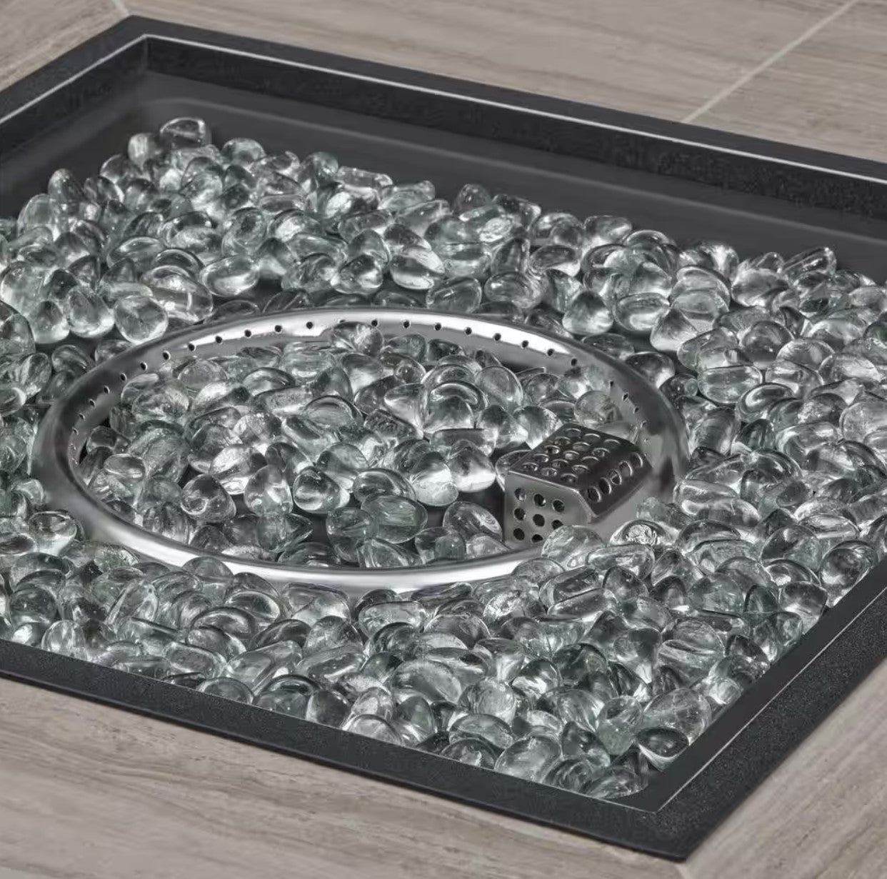 Kendrick 55,000 Btu Black Steel Propane Outdoor Fire Pit with Fire Glass