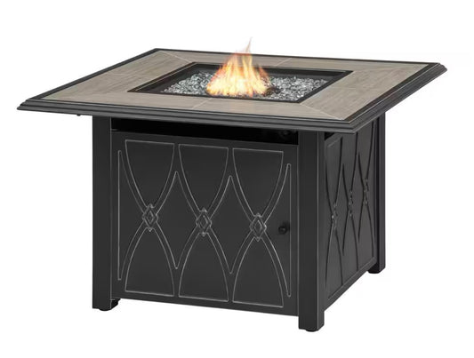 Kendrick 55,000 Btu Black Steel Propane Outdoor Fire Pit with Fire Glass