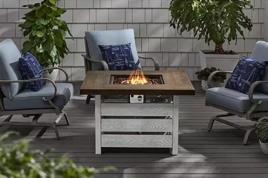 Summerfield  WHITE 50,000 Btu Steel Propane Outdoor Fire Pit with Lava Rocks