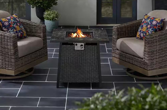 Tucson 30" 50,000 Btu Black Steel Propane Outdoor Fire Pit w Lava Rocks